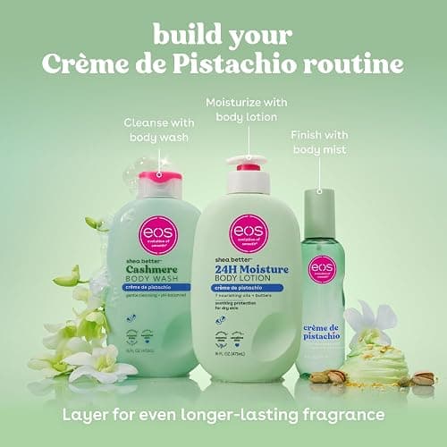 eos Shea Better Body Lotion- Crème de Pistachio, 24-Hour Moisture Skin Care, Lightweight & Non-Greasy, Made with Natural Shea, Vegan, 16 fl oz thumbnail 9