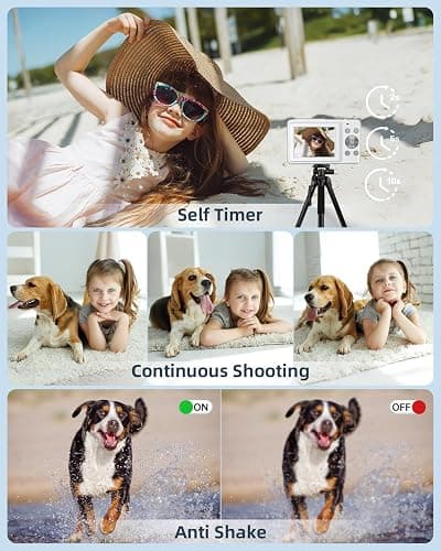 CAMKORY Digital Camera, 44MP Kids Camera with 16X Zoom, FHD 1080P Video, White thumbnail 4