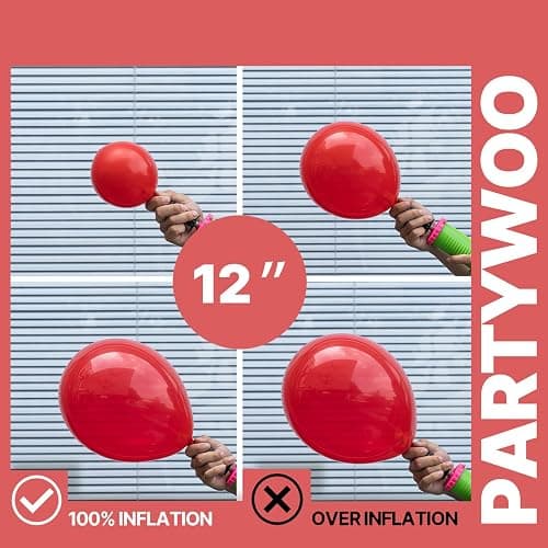 PartyWoo Pink and Red Balloons 66pcs 12 Inch Hot Baby Pink Matte Red White Gold Confetti Balloons for Valentine's Day Engagement Wedding Bachelorette Girl Princess Birthday Party Decorations thumbnail 6