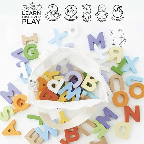 Le Toy Van - Wooden Letters in a Bag Toy, Plastic Free | Suitable for Age 18+ Months thumbnail 6