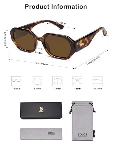 SOJOS Polarized Sunglasses For Women Retro Rectangle Womens Sun Glasses Trendy Narrow Square 90s Shades SJ2232 thumbnail 6