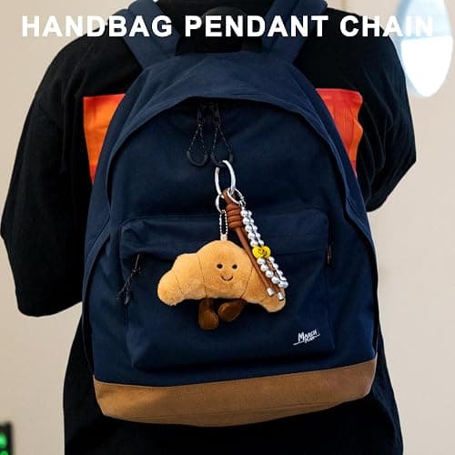 XIXIAOYAN Croissant Plush Keychain - Cute Smiling Face Plushie Charm, Soft Fluffy Stuffed Charm for Purse, Handbag, Backpack & Car Keys - Adorable Bag Charms for Women (Pom Pom Keychain Gift) thumbnail 6