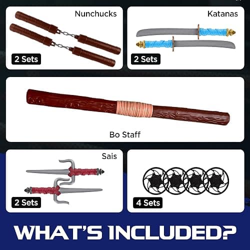Liberty Imports Ninja Toy Weapons Kids Role Play Set with 2 Katana Swords, 2 SAIS, 4 Shuriken and Bo Staff for Children Dress Up Pretend Play Battles thumbnail 5