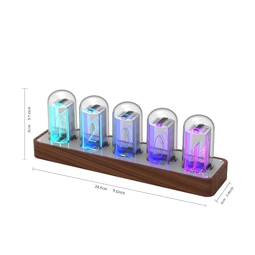 ClocTeck Nixie Tube Clock Walnut Digital Clock, Support Wi-Fi Time SYNC, Alarm & Timer, 12/24H Display, A Retro Gift for Friends (Wood Grain) thumbnail 2