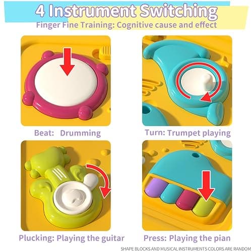 PANITU Baby Activity Cube, Cube Toys for Babies 6-12 Months, Toddler Music Busy Board with 4 Sensory Shape Blocks, 6-in-1 Educational Early Development Toy, Christmas, Birthday Gift for 1 Year Old thumbnail 5