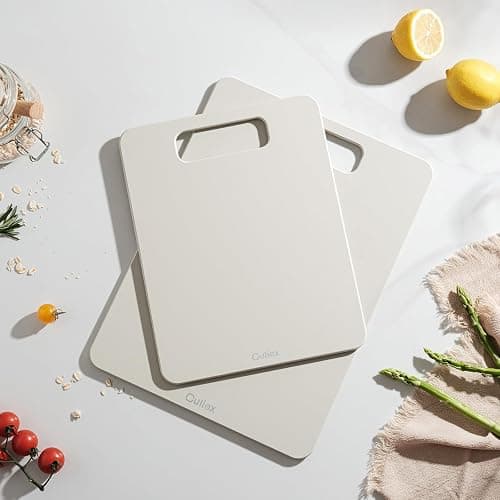 Culiex Wood Fiber Cutting Board Set of 2, Dishwasher Safe, Non-Toxic | BPA-Free Composite Cutting Board for Kitchen, Non-Slip, Non-Porous Chopping Board for Meat Vegetable Fruit Bread - Oatmeal thumbnail 2