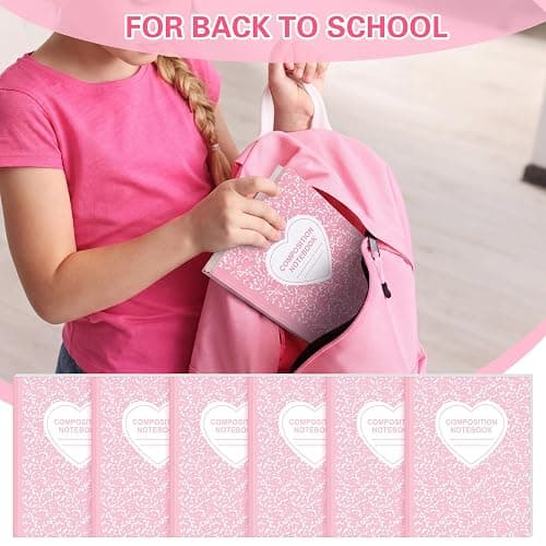 Tenceur Composition Notebook College Ruled Paper Assorted Marble Aesthetic Composition Notebook for Back to School 110 Page 7-1/2" x 9-3/4" Journal Gift for First Day School(6 Pcs,Pink) thumbnail 4