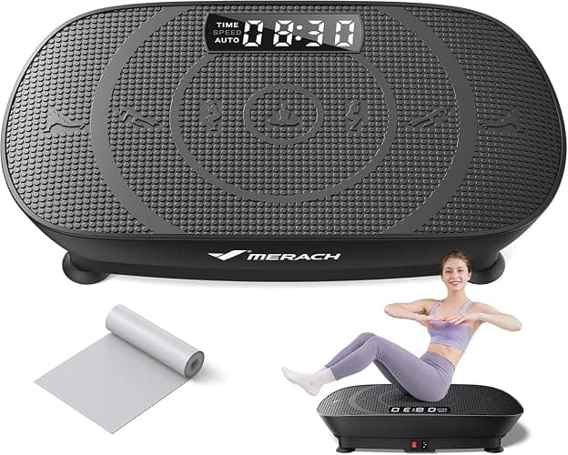 MERACH CV30 Pro Curved Vibration Plate Exercise Machine, Powerful & Quiet | 400lbs Capacity, Whole Body Workout Equipment for Lymphatic Drainage, Shake Plate with Bluetooth & Auto ON/OFF for Home Gym - Image 1