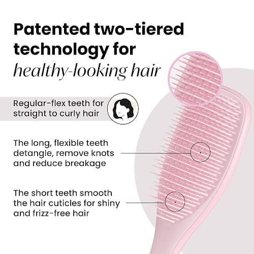 Tangle Teezer Ultimate Detangler Hairbrush - For Wet & Dry Hair - Detangling Brush for All Hair Types - Two-Tiered Teeth Reduce Breakage & Eliminate Knots - Millennial Pink thumbnail 2
