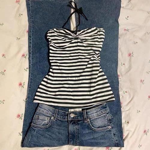 Striped Tank Top Y2k 2000s Leopard Emo Grunge Mcbling Spaghetti Strap Tops Teen Girls Women Cheetah Cami thumbnail 2
