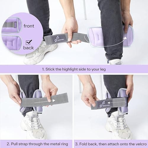 Sportneer Ankle Weights Wrist Weights Pair of 1/2/4/6/10 LBS for Men Women Kids Strength Training Wrist and Ankle Weights Set with Reflective Strips for Dancing Running Walking Fitness Workout Gym thumbnail 6