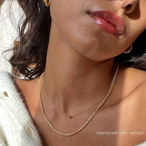 Freekiss Women's Layered Necklace Set - 3 Piece Dainty Gold Jewelry for Everyday Stacking | 14K Gold Plated Snake Chain, Rope Chain, Cuban Chain | Adjustable Length 14-18.5 Inch | Gift Ready thumbnail 8