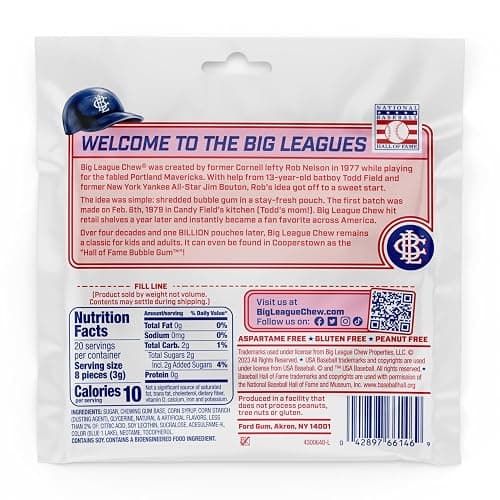 Big League Chew Big Rally Blue Raspberry Bubble Gum - Bold Blue Raspberry Blast | Perfect for Baseball Games, Teams, Concessions, Parties, and More | Pack of 12 Bags (2.12oz Each) thumbnail 2