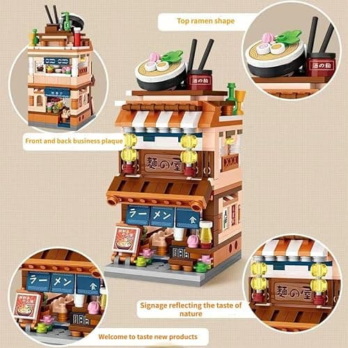 Pasyru Modular House Building Set, Ramen Restaurant Model Set, 412 Pcs Japanese Street View Series Model Building Kit, Construction Toy Sets for Teens and Adults thumbnail 4