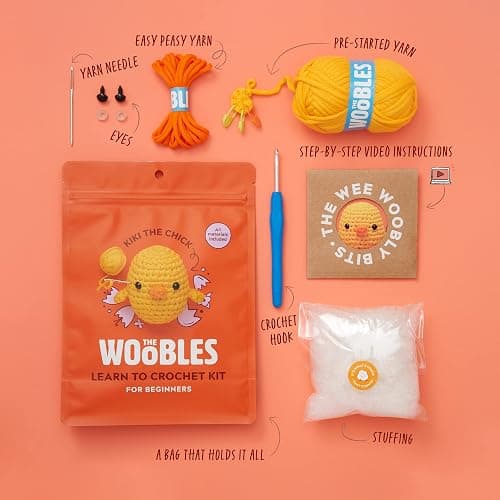 The Woobles Crochet Kit for Beginners - Easy Arts and Crafts Knitting & Crochet Animals Kit As Seen On Shark Tank - Kiki The Chick thumbnail 2