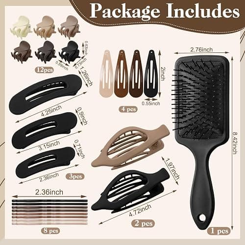 173 Pcs Hair Accessories Kit Include Flat Hair Clips Hair Brush Satin Scrunchies Mini Hair Claw Hairpins Hair Ties for All Types thumbnail 2