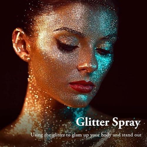 ALIIP Glitzer Spray, Glitzerspray für Haare und Kleidung Make Up Glitzer, Face Body Glitter für Halloween Karnevals Party, Glow Face Körper Sparkle Powder,006 thumbnail 7
