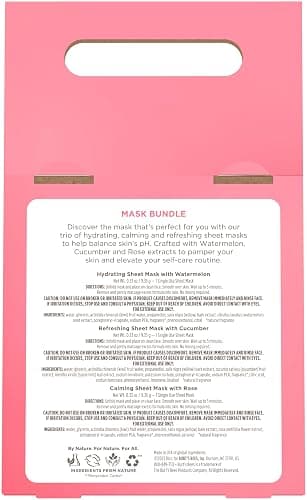 Burt's Bees Mothers Day Gifts, Face Mask Bundle Set, Hydrating Watermelon, Calming Rose, & Refreshing Cucumber, Face Sheet Masks for Single Use Skin Care, 99% Natural Origin, 3 Count, 0.33oz Each thumbnail 6