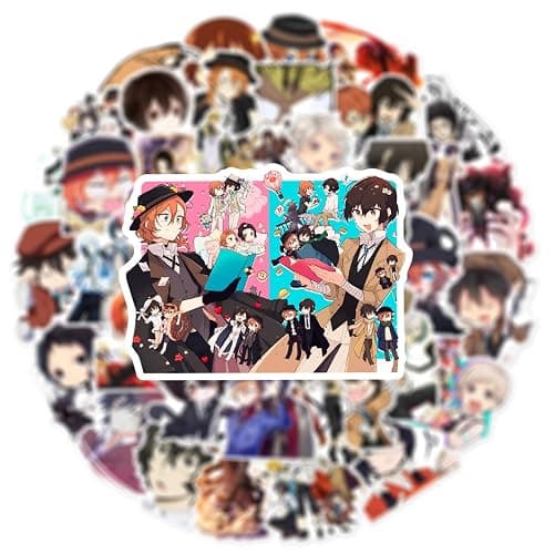 50Pcs Bungo Stray Dogs Stickers,Popular Classic Anime Stickers Waterproof Vinyl Decals for Bumper Cars Computer Scrapbook Guitar Luggage Skateboard Cute Aesthetic Manga Gifts (DG) thumbnail 3