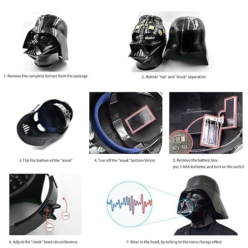 SV Cosplay Jedi Black Knight Darth Vader helmet voice changing Halloween cosplay party costume props thumbnail 2