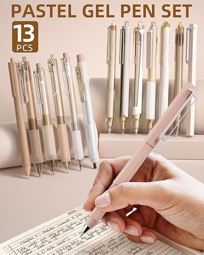 Nicpro 13PCS Pastel Gel Ink Pen Set with Case, Cute Retractable 0.5mm Fine Point Pen, 12 Black Ink Pen with 1 Highlighter, Aesthetic Drawing Pen for Student Note Taking,Writing,Office Supplies (Brown) thumbnail 3