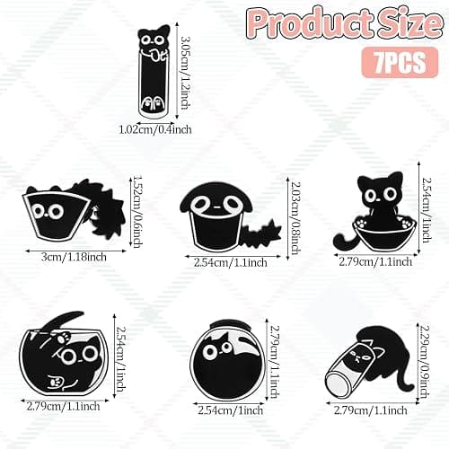 7 Pcs Enamel Pin Funny Reading Animal Brooch Alloy Cute Cartoon Lapel Pins Cat Clip Decoration Badges for Backpacks Clothes Jackets Bags Hat - Kitten and cup bowl thumbnail 2