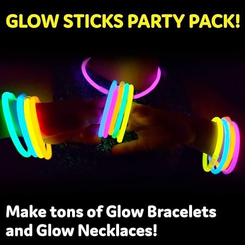 PartySticks Glow Sticks Party Supplies 100pk - 8 Inch Glow in the Dark Light Up Sticks Party Favors, Glow Party Decorations, Neon Party Glow Necklaces and Glow Bracelets with Connectors thumbnail 2