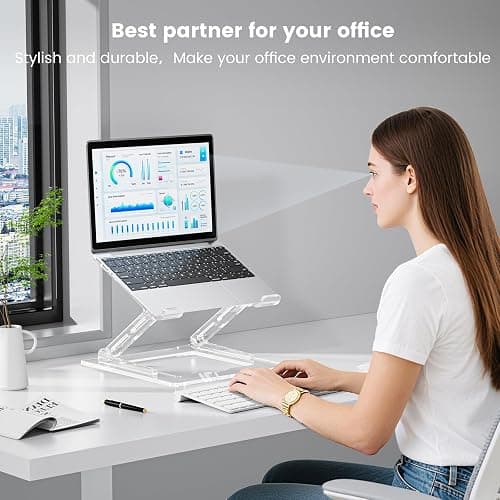VIGLT Laptop Stand for Desk, Portable Acrylic Laptop Riser, Ergonomic Adjustable Computer Stand Holder for Notebook MacBook Air Pro, Dell XPS, HP (10-17.3'') thumbnail 6