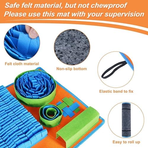 Vivifying Snuffle Mat for Dogs, Interactive Dog Puzzle Toy for Boredom and Mental Stimulation, Enrichment Feeding Game Sniff Mat Helps Slow Eating and Keep Busy thumbnail 3