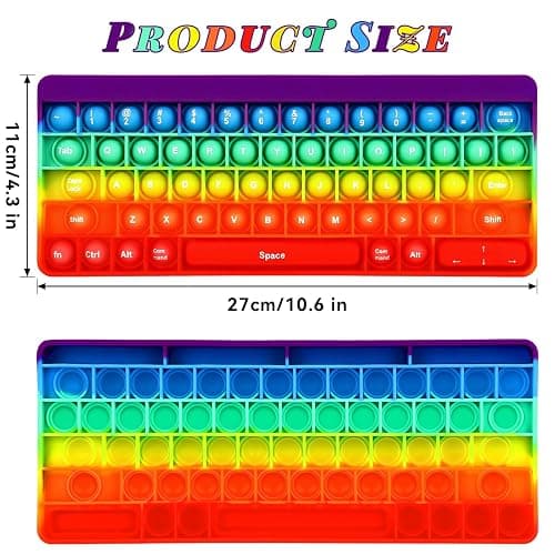 Rainbow Push Bubble Fidget Toys, Keyboard Shape Squeeze Sensory Toys, Anxiety & Stress Reliever Autism Toy for Kids Adults School Classroom Gift Party Favors thumbnail 2