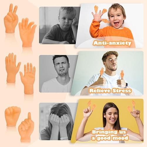 30 pcs Tiny Hands Finger Puppets, Mini Hands Little Small Hands mini Thing Gag Performance Funny Fingers for Puppet Show Gifts Classroom Prizes Party Favors for Kids (7 Styles) thumbnail 6