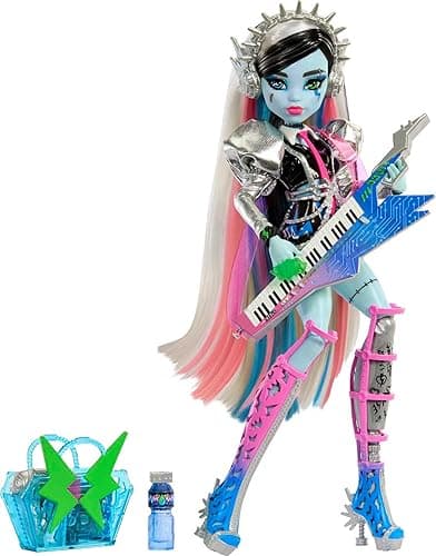 Monster High Doll, Amped Up Frankie Stein Rockstar with Instrument & Performance-Themed Accessories Like Headphones thumbnail 3