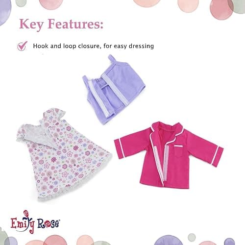 Emily Rose 18 Inch Doll Clothes Cozy Pajamas 18" Doll PJs Sleep Set Collection, with Toy Teddy Bear - 7 PC Value Bundle | Double Reinforced Stitching | USA American Business thumbnail 6