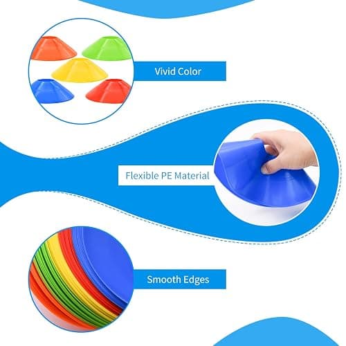 25/50/100pcs Disc Cones, Agility Soccer Cones with Carry Bag and Holder | for Sports Training, Football, Soccer, Basketball, Coaching, Practice Equipment thumbnail 3