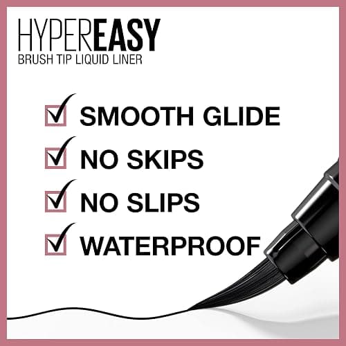 Maybelline Hyper Easy Liquid Pen No-Skip Eyeliner, Satin Finish, Waterproof Formula, Pitch Black, 0.018 Fl Oz thumbnail 4