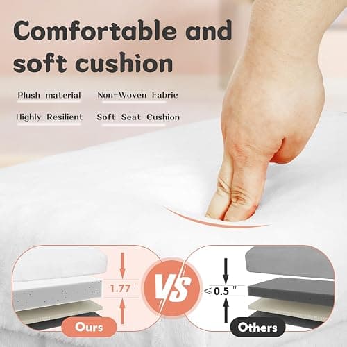 FaiPue Storage Ottoman Cube, Small Ottoman with Storage with Thicker Furry Padded Seat. Folding Soft Fur Foot Rest Stool for Living Room Bedroom, Holds Up to 300 lbs, 17x13x13IN (White) thumbnail 6