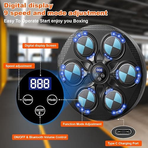 Music Boxing Machine,Bluetooth Music Boxing Machine with Boxing Gloves,15 Speed ​​Modes Musical Boxing Machine,Smart Wall Mounted Boxing Machine Target Training for Adults and Kids Home Exercise thumbnail 4