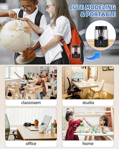 ZMOL Electric Rechargeable Pencil Sharpener, Automatic Pencil Sharpeners Kids, Battery Powered Pencil Sharpeners for Colored Pencils, Auto Stop, Suitable for No.2(6-8mm), Classroom/Home Black thumbnail 9