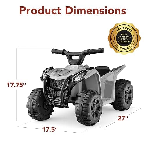 Best Choice Products 6V Kids Ride On Toy, 4-Wheeler Quad ATV Play Car w/ 1.8MPH Max Speed, Treaded Tires, Rubber Handles, Push-Button Accelerator - Gray thumbnail 2