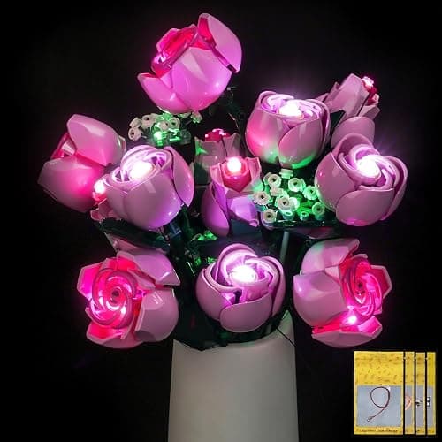 Hilighting Upgraded Led Light Kit Compatible with LEGO Botanicals Bouquet of Pink Roses 10374 Building Set, Gift for Women & Men, Artificial Flower for Office Home Decor & Display (Model Not Included) thumbnail 9