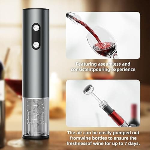 Newise Rechargeable Electric Wine Opener Gift Set: Wine Opener, Aerator, Vacuum Stoppers & Foil Cutter - Wine Lovers Gifts for Women Men, Mom thumbnail 5