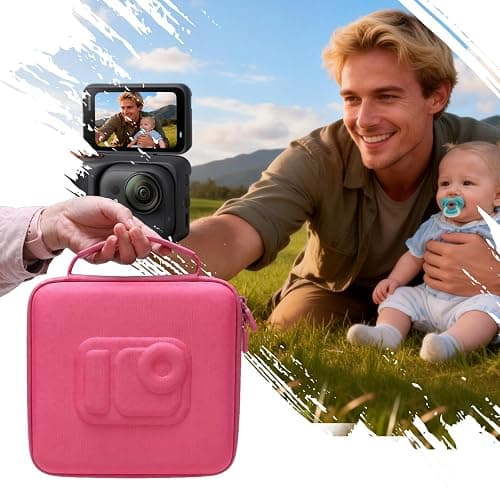 XANAD Hard Case for Insta360 GO Ultra/GO 3S/GO 3 Action 4K Vlog Camera,Pink | Carrying Cases for Insta360 GO Ultra/GO 3S /GO 3 Action Vlogging 4k Cameras Accessories with Rubber Hand Strap-Travel Partner thumbnail 4