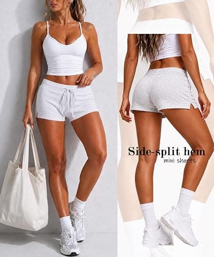 Navneet Women Mini Shorts Low Rise Drawstring Waist Summer Outfits | Lounge, Pajama, Casual, Gym, Daily Wear, Low rise, Booty thumbnail 2