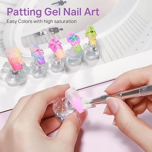 MIZHSE Patting Gel Polish Palette 9 Neon Colors Ombre,White 3D Sculpt Gel thumbnail 3