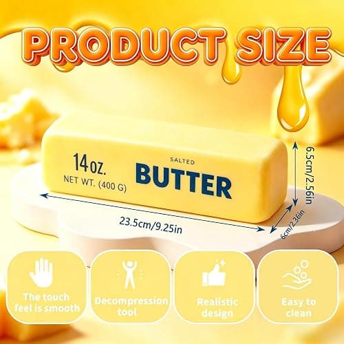 10in Giant Butter Squishy 2026 New 14oz Jumbo Squishy Butter Stick Realistic Butters Stick Soft Squeeze Stress Balls for Stress Relief Anxiety Sensory Gifts for Adults (1pcs) thumbnail 2