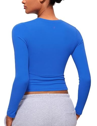 CRZ YOGA Softembrace Crewneck Long Sleeve Shirts for Women - Casual Going Out Tops Soft Basic Fitted Tight Fall T-Shirts thumbnail 2