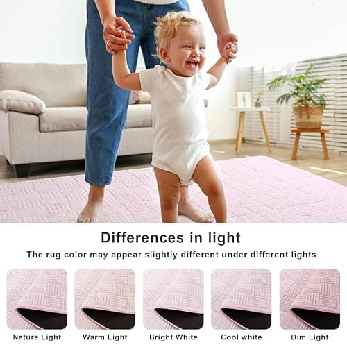 Flagover 4x6 Pink Washable Shag Area Rug for Girls Bedroom, Modern Geometric Non Slip Living Room Rugs, Fluffy Soft Thick Carpet for Kids Room, Dorm, Office, Bedside, Entryway and Home Decor thumbnail 5