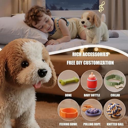 Wuffy Robot Dog, Robot Dogs Realistic, Interactive Walking Plush Toy Dog, Leash Remote Plush Toy Puppy with Touch Barking, Wags-Tail, Tongue Licking, Sing, Battery Powered (Batteries Not Included） thumbnail 4