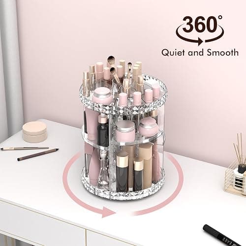 Rosoenvi Rotating Makeup Organizer, 360° Spinning Skincare Organizers, Adjustable Layer Cosmetic Storage Lazy Susan Makeup Organizers for Dresser Bathroom, Medium, Clear thumbnail 3