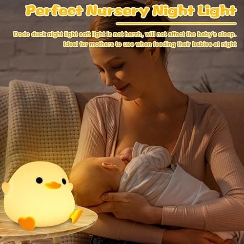 Pinlanuo Dodo Duck, Silicone Duck Night Light, Timing Function, Adjustable Brightness, USB Rechargeable, Soft Warm Light, Cute Night Lights Kids, Portable Baby Night Light, Gift for Kids Bedroom Decor - Dodo duck thumbnail 5